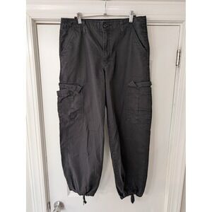 Levis 94 Baggy Cargo Pants Black High Rise Wide Leg Drawstring Hem Womens 30